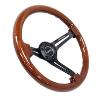 NRG Reinforced Steering Wheel (350mm / 3in. Deep) Brown Wood w/Blk Matte Spoke/Black Center Mark - Interior Accessories