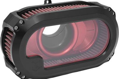 KENS FACTORY Nxt Lvl Air Cleaner W/Glass `23cvo `24 Rg Flhx Blkw/Red - Cleaners