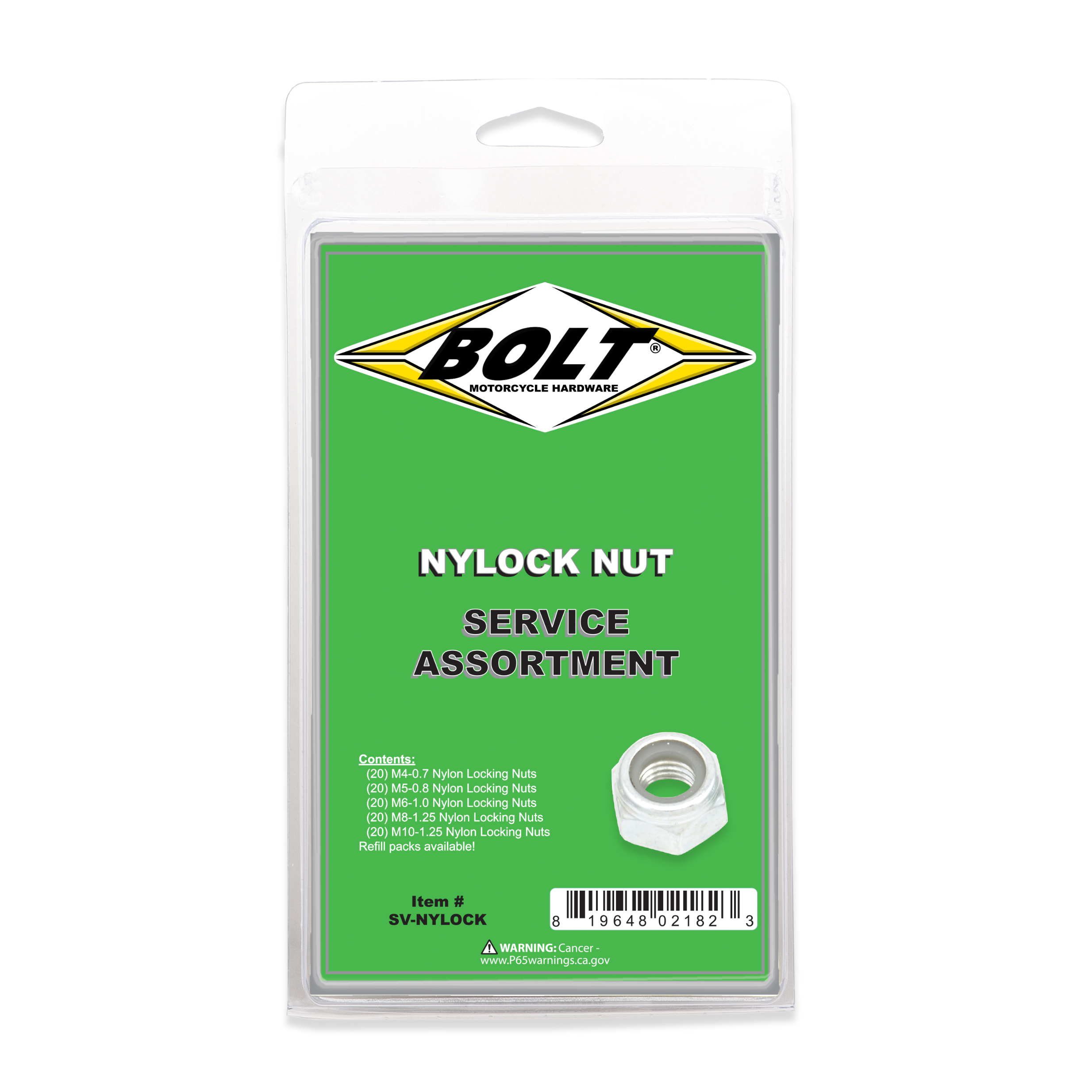 Bolt Nylon Locking Nut Assortment 100 Piece Kit - Tires & Wheels