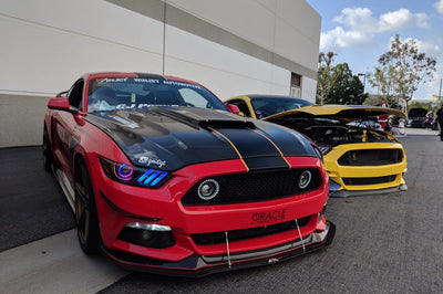 ORACLE Lighting Oracle 15-17 Ford Mustang Dynamic RGB + A Pre-Assembled Headlights - Black Edition - ColorSHIFT - Lights