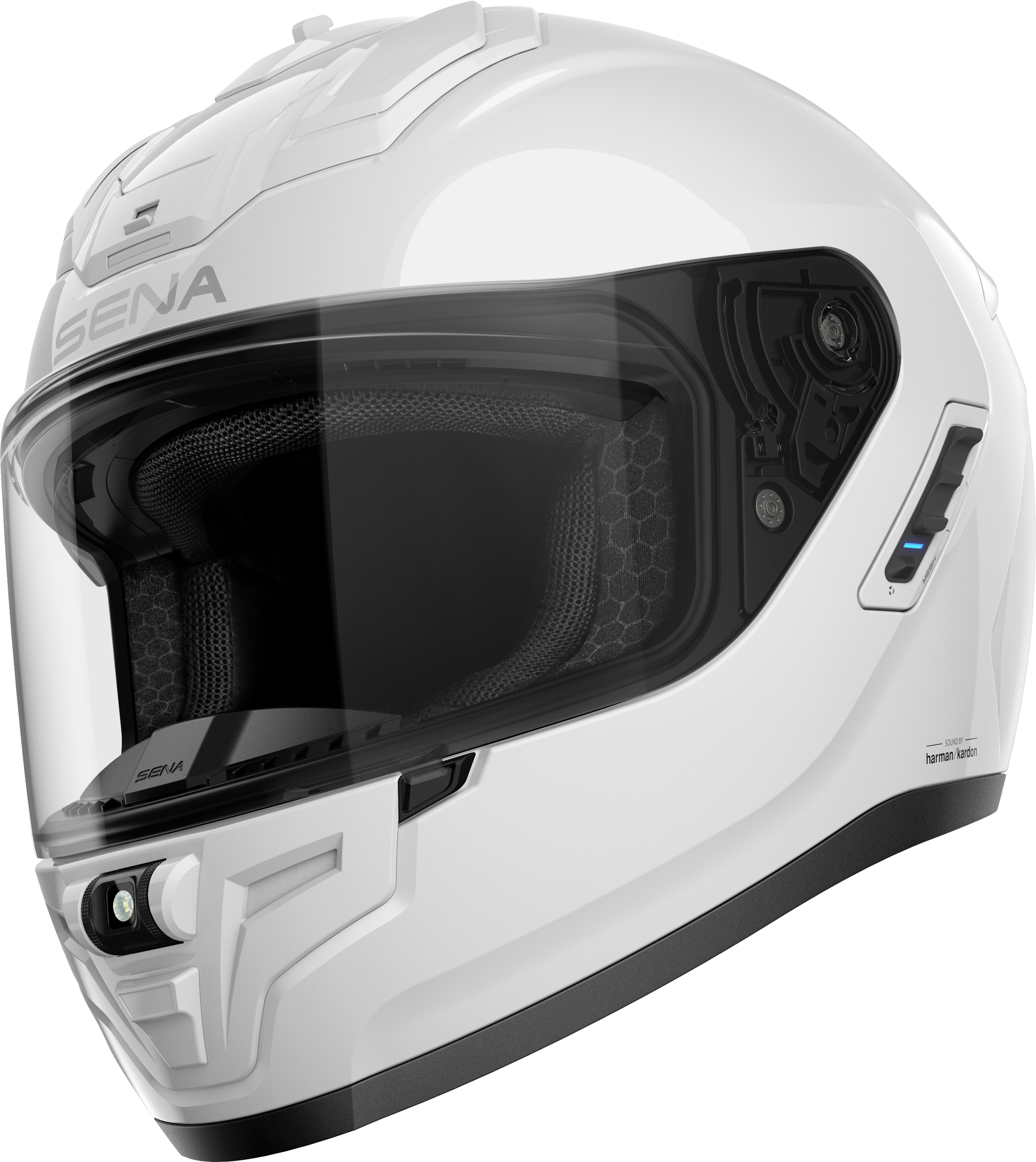 SENA Phantom Ff Mesh Com Helmet Glossy White Sm