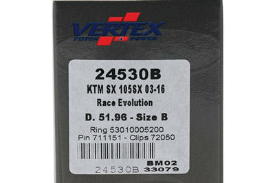 Vertex Piston Kit Cast Race Evolution 51.96/stroker Ktm - Offroad Collection