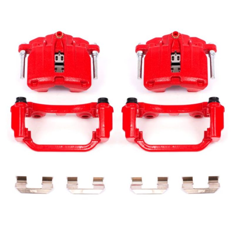 PowerStop Power Stop 00-03 Cadillac DeVille Rear Red Calipers w/Brackets - Pair - Brakes Rotors & Pads