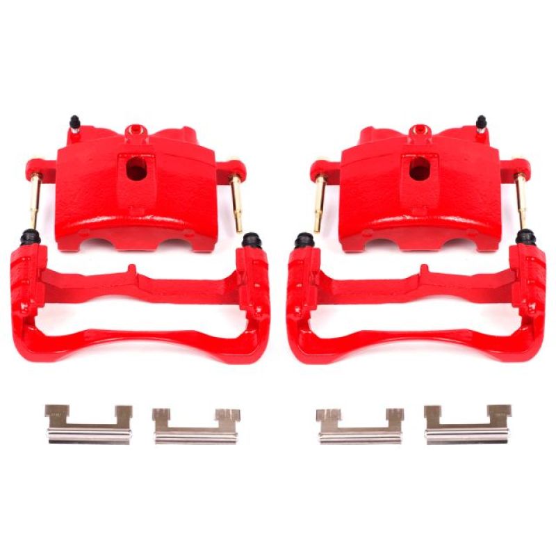 PowerStop Power Stop 00-04 Cadillac DeVille Front Red Calipers w/Brackets - Pair - Brakes Rotors & Pads