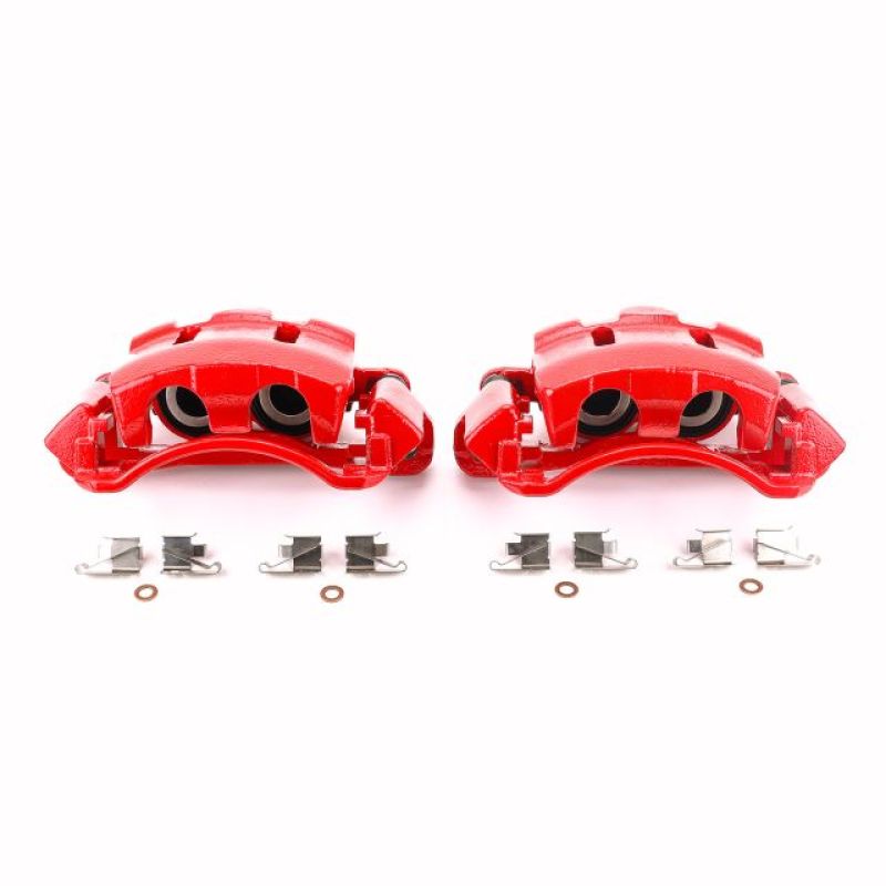 PowerStop Power Stop 00-05 Ford Excursion Front Red Calipers w/Brackets - Pair - Brakes Rotors & Pads