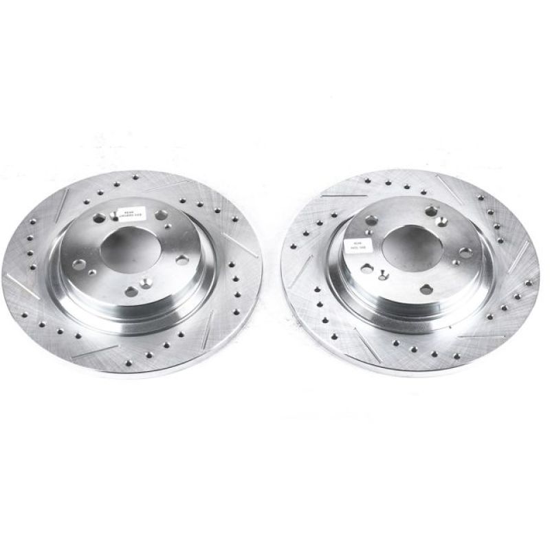 PowerStop Power Stop 00-09 Honda S2000 Rear Evolution Drilled & Slotted Rotors - Pair - Brakes Pads