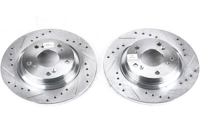 PowerStop Power Stop 00-09 Honda S2000 Rear Evolution Drilled & Slotted Rotors - Pair - Brakes Pads