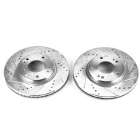 PowerStop Power Stop 01-05 Hyundai Santa Fe Front Evolution Drilled & Slotted Rotors - Pair - Brakes Pads