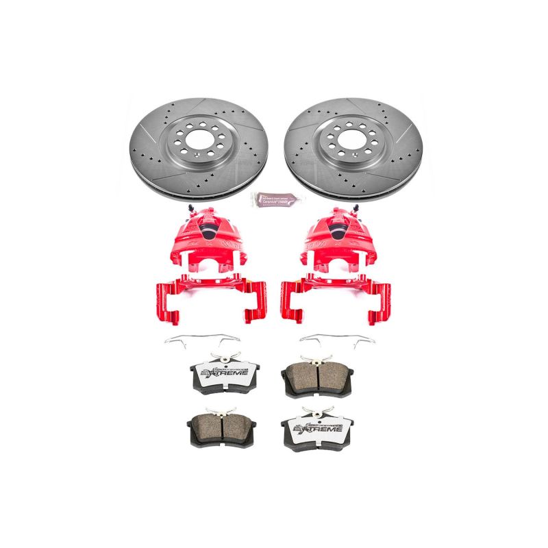 PowerStop Power Stop 02-04 Volkswagen Golf Front Z26 Street Warrior Brake Kit w/Calipers - Brakes Rotors & Pads