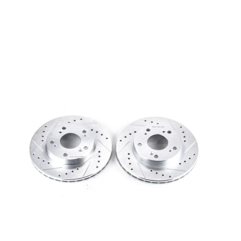 PowerStop Power Stop 02-06 Acura RSX Front Evolution Drilled & Slotted Rotors - Pair - Brakes Pads