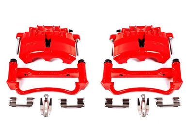 PowerStop Power Stop 03-04 Ford Mustang Front Red Calipers w/Brackets - Pair - Brakes Rotors & Pads