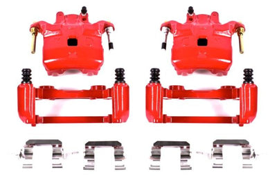 PowerStop Power Stop 03-05 Infiniti G35 Front Red Calipers w/Brackets - Pair - Brakes Rotors & Pads