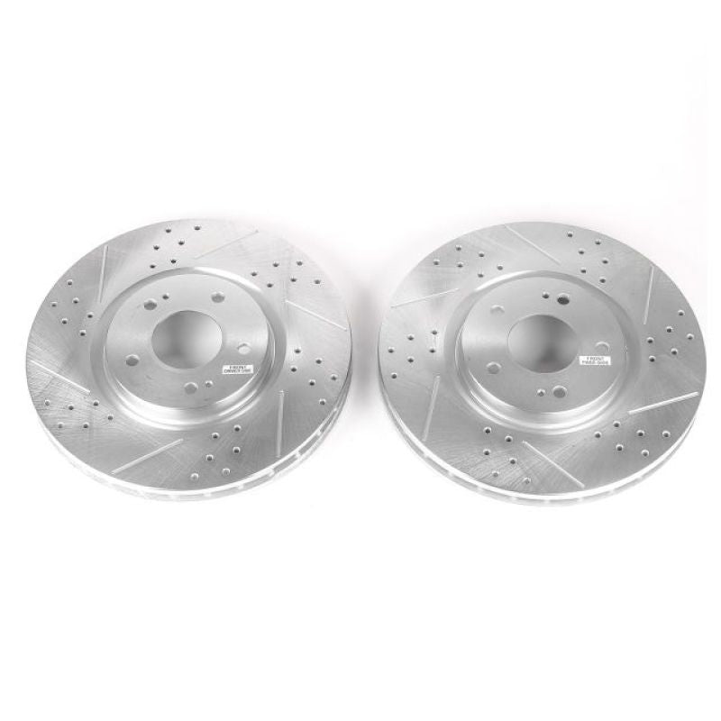 PowerStop Power Stop 03-06 Mitsubishi Lancer Front Evolution Drilled & Slotted Rotors - Pair - Brakes Pads