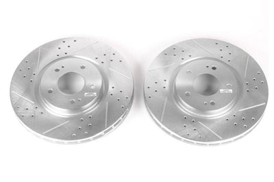 PowerStop Power Stop 03-06 Mitsubishi Lancer Front Evolution Drilled & Slotted Rotors - Pair - Brakes Pads