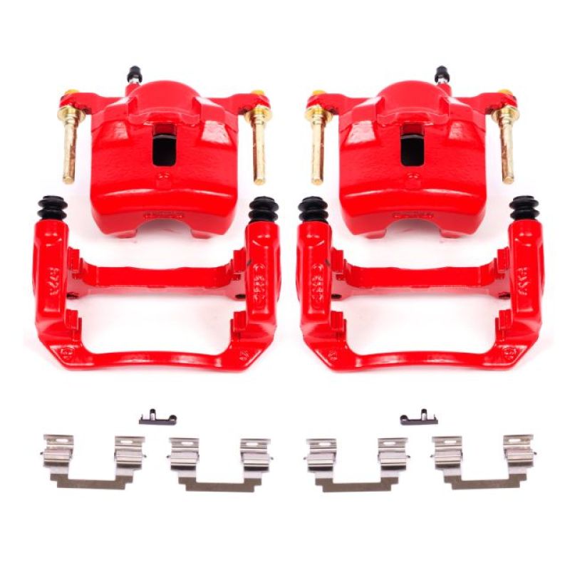 PowerStop Power Stop 03-08 Pontiac Vibe Front Red Calipers w/Brackets - Pair - Brakes Rotors & Pads