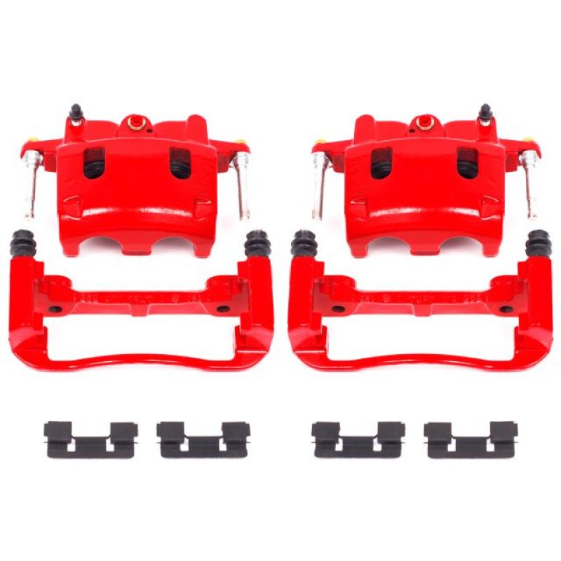 PowerStop Power Stop 04-06 Infiniti QX56 Front Red Calipers w/Brackets - Pair - Brakes Rotors & Pads