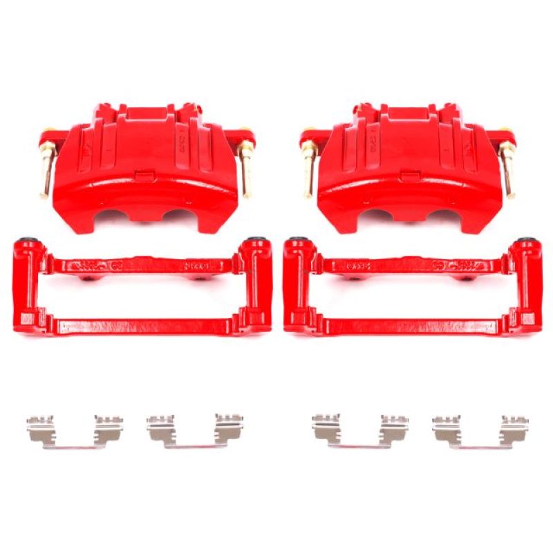 PowerStop Power Stop 05-11 Chrysler 300 Front Red Calipers w/Brackets - Pair - Brakes Rotors & Pads