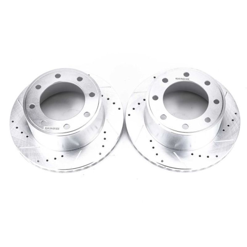 PowerStop Power Stop 05-12 Ford F-250 Super Duty Rear Evolution Drilled & Slotted Rotors - Pair - Brakes Pads