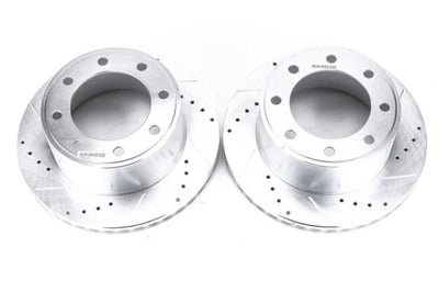 PowerStop Power Stop 05-12 Ford F-250 Super Duty Rear Evolution Drilled & Slotted Rotors - Pair - Brakes Pads