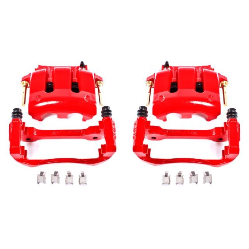 PowerStop Power Stop 05-14 Ford Mustang Front Red Calipers w/Brackets - Pair - Brakes Rotors & Pads