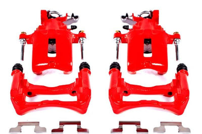 PowerStop Power Stop 05-14 Ford Mustang Rear Red Calipers w/Brackets - Pair - Brakes Rotors & Pads
