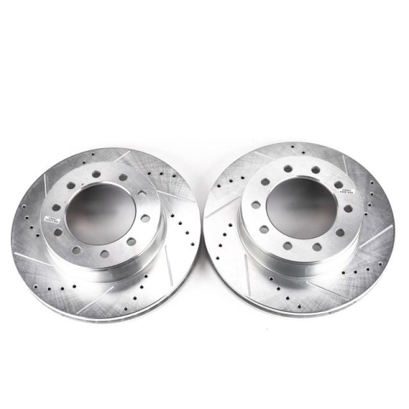 PowerStop Power Stop 05-16 Ford F-450 Super Duty Front Evolution Drilled & Slotted Rotors - Pair - Brakes Pads