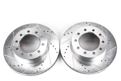 PowerStop Power Stop 05-16 Ford F-450 Super Duty Front Evolution Drilled & Slotted Rotors - Pair - Brakes Pads