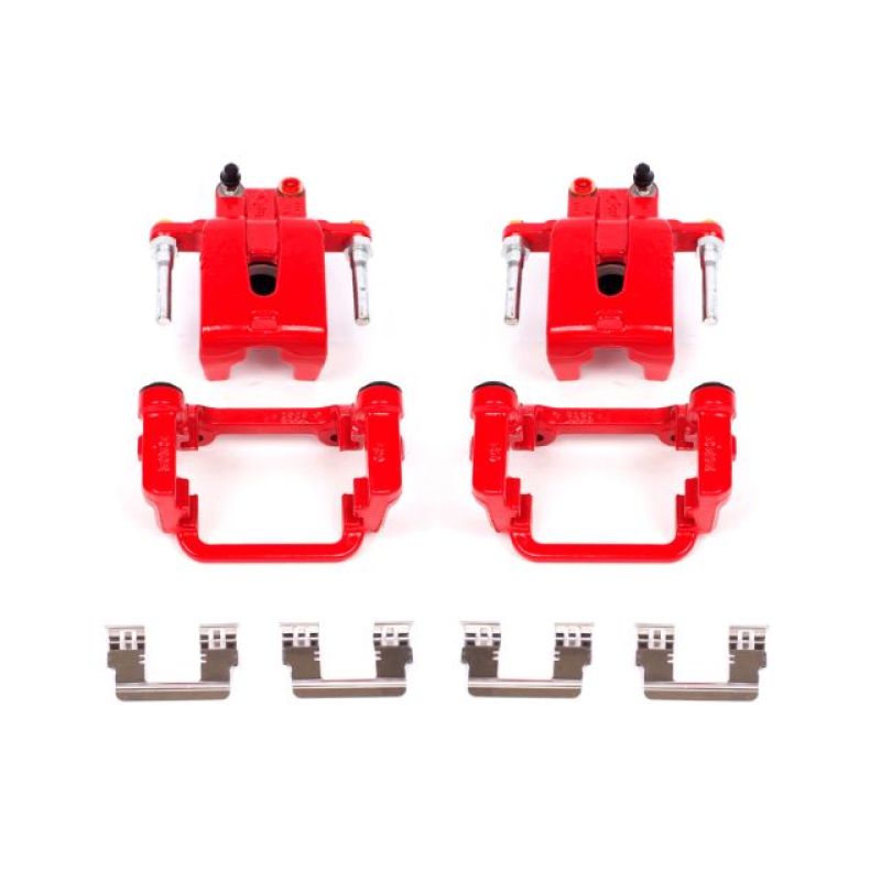 PowerStop Power Stop 05-19 Chrysler 300 Rear Red Calipers w/Brackets - Pair - Brakes Rotors & Pads