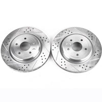 PowerStop Power Stop 06-13 Chevrolet Corvette Rear Evolution Drilled & Slotted Rotors - Pair - Brakes Pads