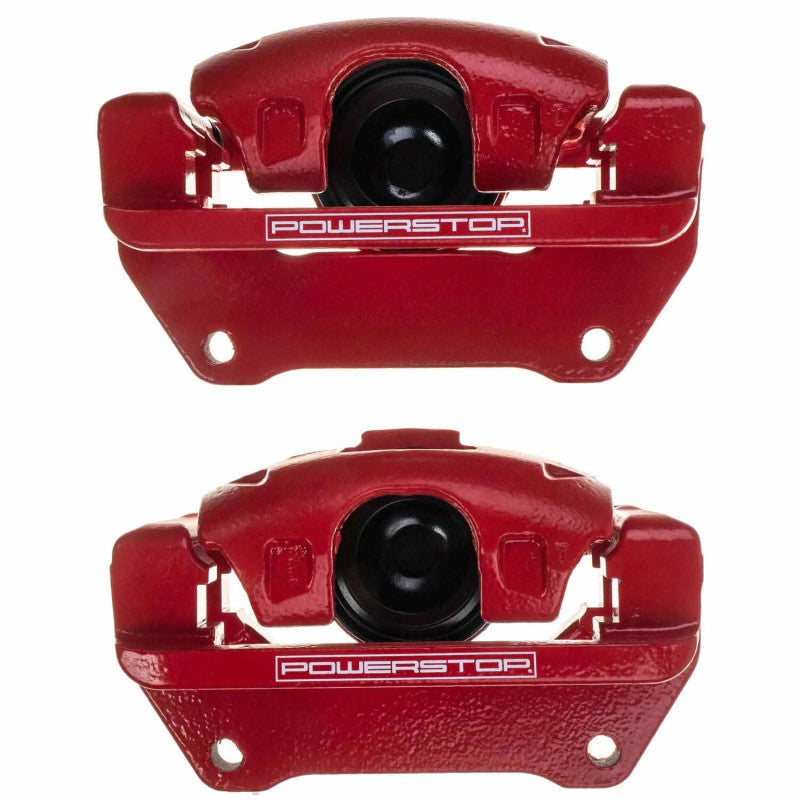 PowerStop Power Stop 07-18 Jeep Wrangler JK Front Red Caliper Pair w/Bracket - Brakes Rotors & Pads
