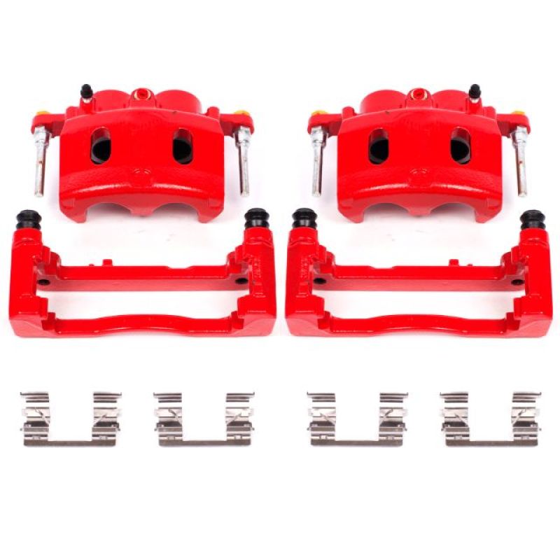 PowerStop Power Stop 08-16 Cadillac Escalade Front Red Calipers w/Brackets - Pair - Brakes Rotors & Pads