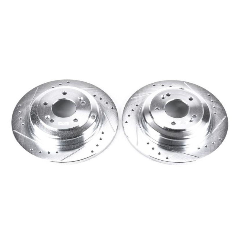 PowerStop Power Stop 10-16 Hyundai Genesis Coupe Rear Evolution Drilled & Slotted Rotors - Pair - Brakes Pads