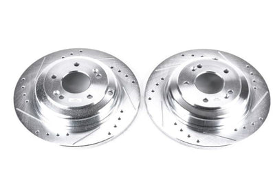 PowerStop Power Stop 10-16 Hyundai Genesis Coupe Rear Evolution Drilled & Slotted Rotors - Pair - Brakes Pads