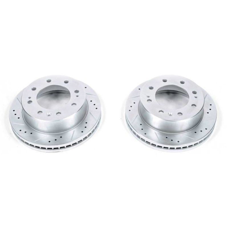 PowerStop Power Stop 11-19 Chevrolet Silverado 2500 HD Front Evolution Drilled & Slotted Rotors - Pair - Brakes Pads