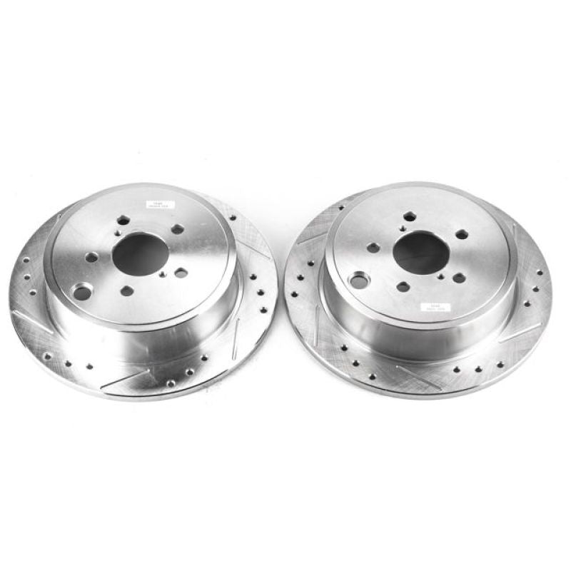 PowerStop Power Stop 13-16 Subaru BRZ Rear Evolution Drilled & Slotted Rotors - Pair - Brakes Pads