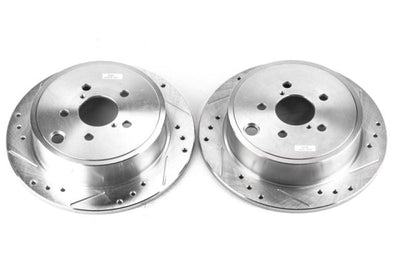 PowerStop Power Stop 13-16 Subaru BRZ Rear Evolution Drilled & Slotted Rotors - Pair - Brakes Pads