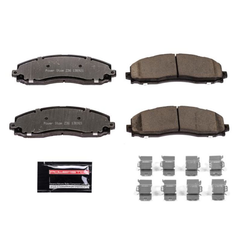 PowerStop Power Stop 13-19 Ford F-250 Super Duty Rear Z36 Truck & Tow Brake Pads w/Hardware - Brakes Rotors