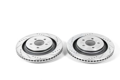 PowerStop Power Stop 15-19 Ford Mustang Rear Evolution Drilled & Slotted Rotors - Pair - Brakes Pads