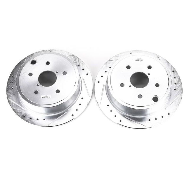 PowerStop Power Stop 15-19 Subaru WRX Rear Evolution Drilled & Slotted Rotors - Pair - Brakes Pads