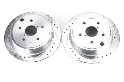 PowerStop Power Stop 15-19 Subaru WRX Rear Evolution Drilled & Slotted Rotors - Pair - Brakes Pads