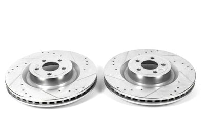 PowerStop Power Stop 15-22 Ford Mustang Front Drilled & Slotted Rotor - Pair - Brakes Rotors Pads