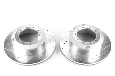 PowerStop Power Stop 17-18 Ford F-450 Super Duty Rear Evolution Drilled & Slotted Rotors - Pair - Brakes Pads