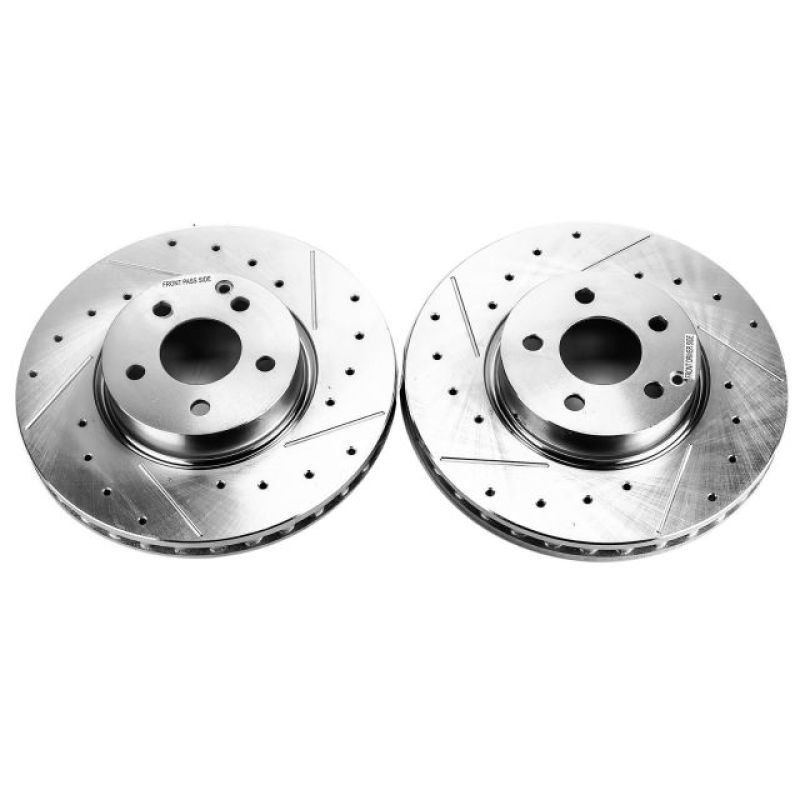 PowerStop Power Stop 17-19 Audi A4 Front Evolution Drilled & Slotted Rotors - Pair - Brakes Pads