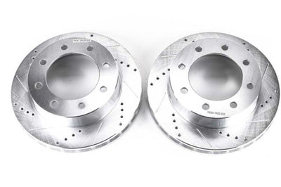 PowerStop Power Stop 1999 Ford F-250 Super Duty Front Evolution Drilled & Slotted Rotors - Pair - Brakes Pads