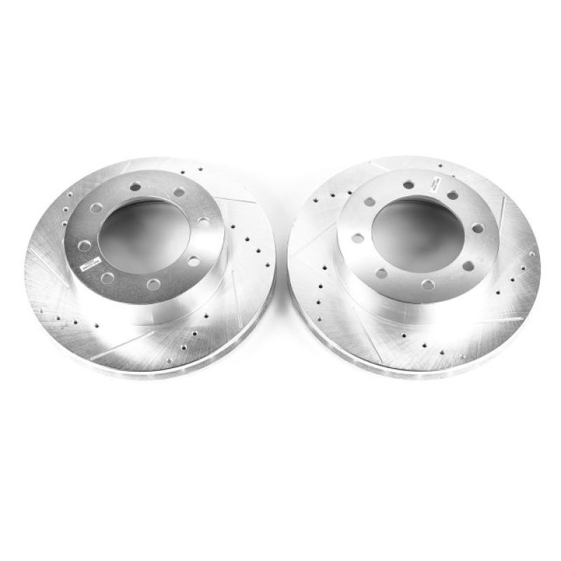 PowerStop Power Stop 2002 Ford E-550 Super Duty Front Evolution Drilled & Slotted Rotors - Pair - Brakes Pads