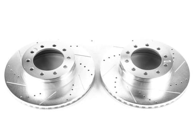 PowerStop Power Stop 2017 Ford F-450 Super Duty Front Evolution Drilled & Slotted Rotors - Pair - Brakes Pads