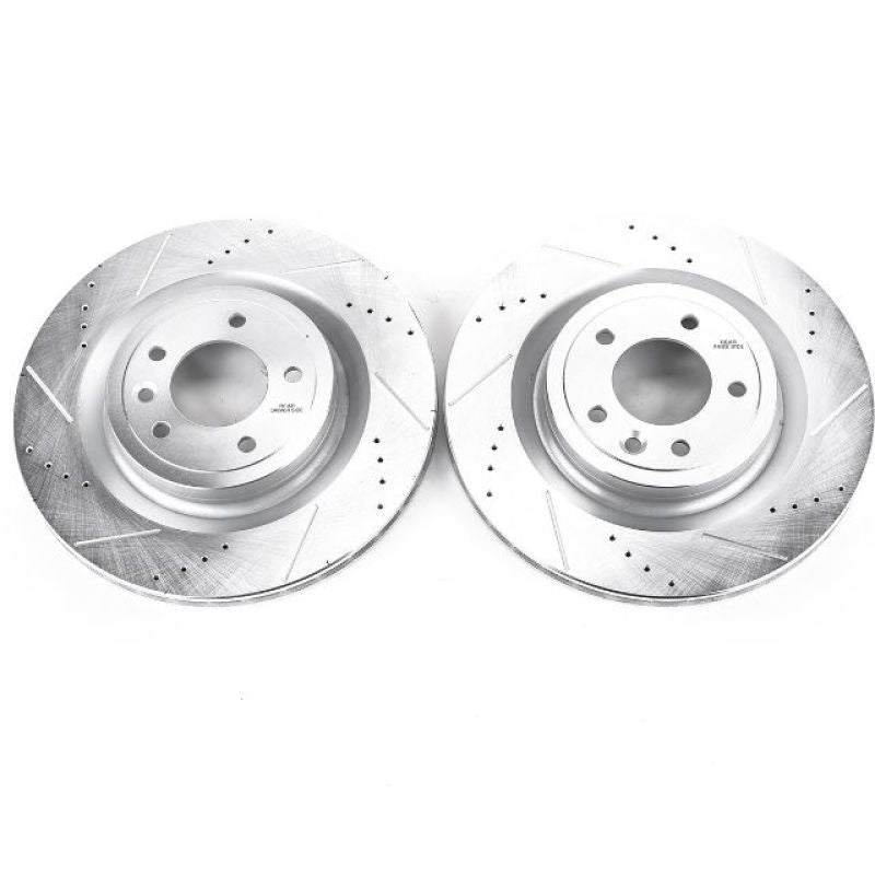 PowerStop Power Stop 2017 Land Rover Discovery Rear Evolution Drilled & Slotted Rotors - Pair - Brakes Pads