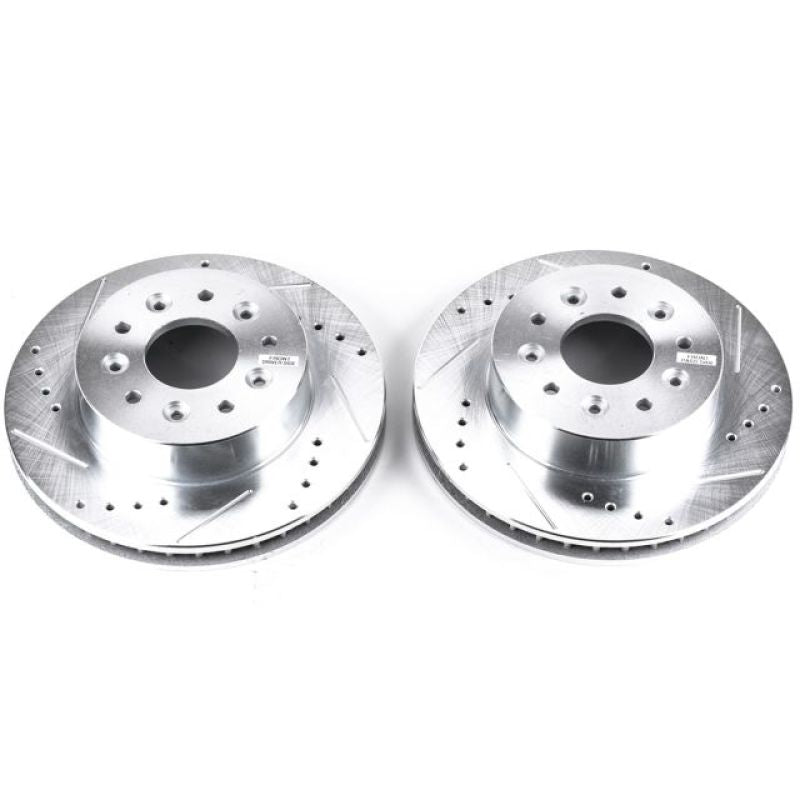PowerStop Power Stop 63-82 Chevrolet Corvette Front Evolution Drilled & Slotted Rotors - Pair - Brakes Pads