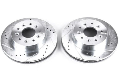 PowerStop Power Stop 63-82 Chevrolet Corvette Front Evolution Drilled & Slotted Rotors - Pair - Brakes Pads