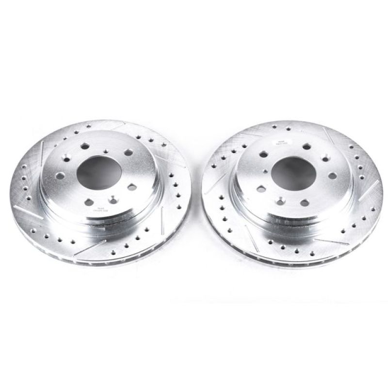 PowerStop Power Stop 86-91 Mazda RX-7 Rear Evolution Drilled & Slotted Rotors - Pair - Brakes Pads